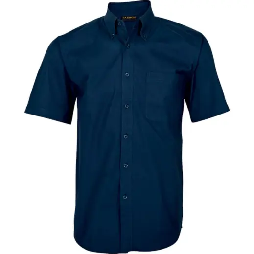 Navy Brushed Cotton Twill Lounge Short Sleeve Mens
